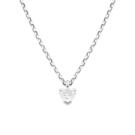 Collier en or blanc, maille forcat et diamant coeur 0.52ct