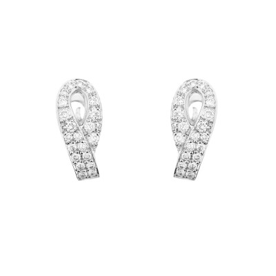 Boucles d\'oreilles en or blanc, pavage diamants