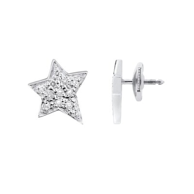 Boucles d\'oreilles en or blanc, pavage diamants 0.23ct