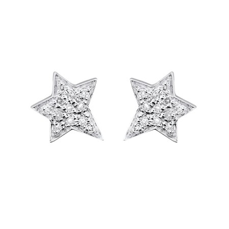 Boucles d\'oreilles en or blanc, pavage diamants 0.23ct