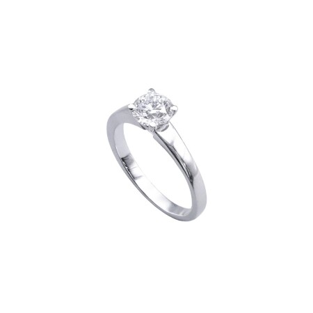 Solitaire en or blanc, diamant 0.91ct