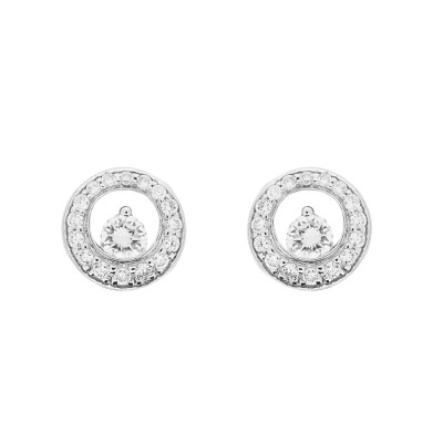 Boucles d\'oreilles en or blanc et diamants 0.38ct