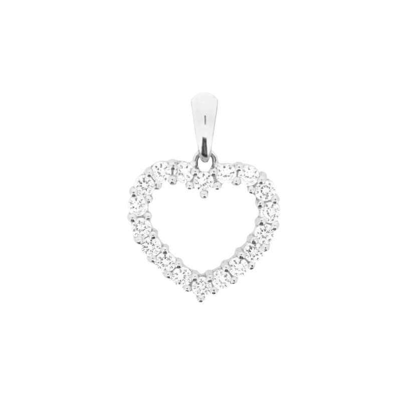 Pendentif coeur en or blanc et oxyde de zirconium