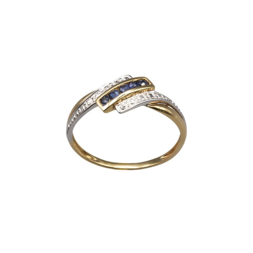 Bague saphir, or bicolore