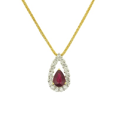 Collier rubis et diamants, or bicolore