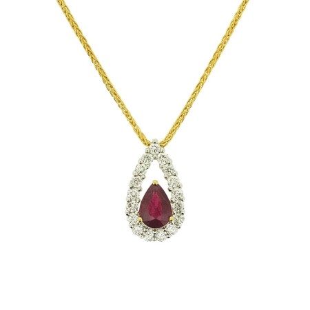 Collier rubis et diamants, or bicolore