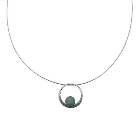 Collier rigide pendentif perle de Tahiti, or blanc