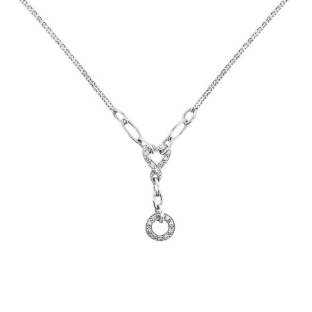 Collier double en or blanc et diamants 0.15ct