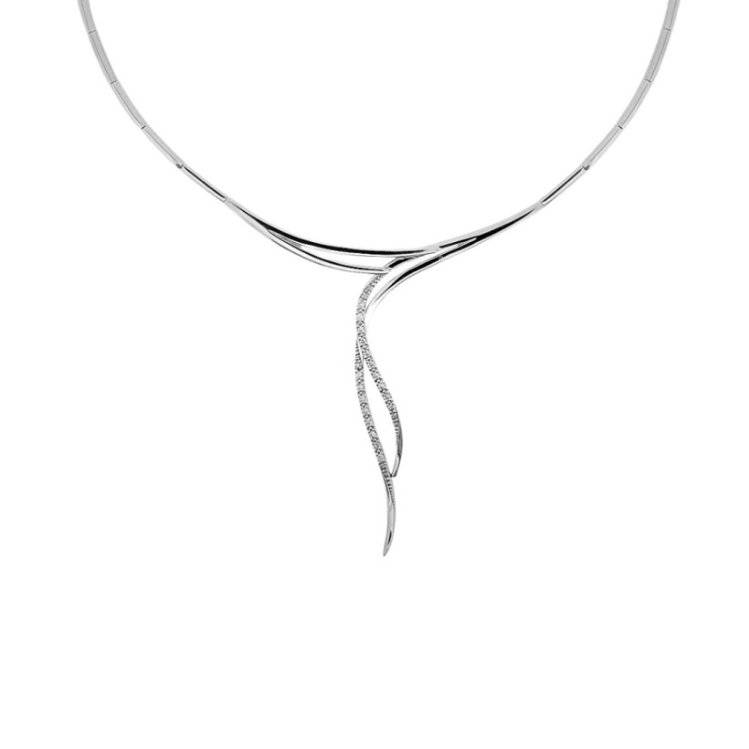 Collier semi-rigide avec pendentif diamants 0.2ct