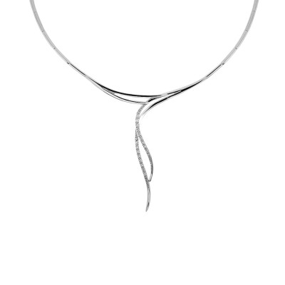 Collier semi-rigide avec pendentif diamants 0.2ct