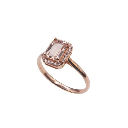 Bague morganite et diamants, or rose