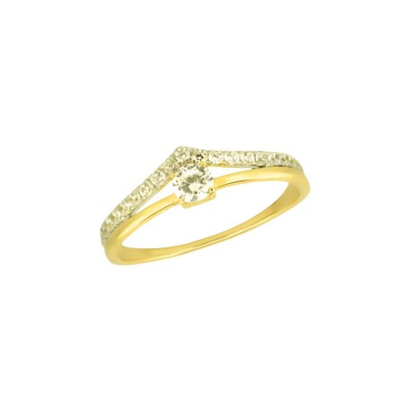 Bague en or jaune, oxyde de zirconium