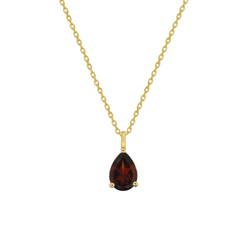 Collier grenat poire, or jaune