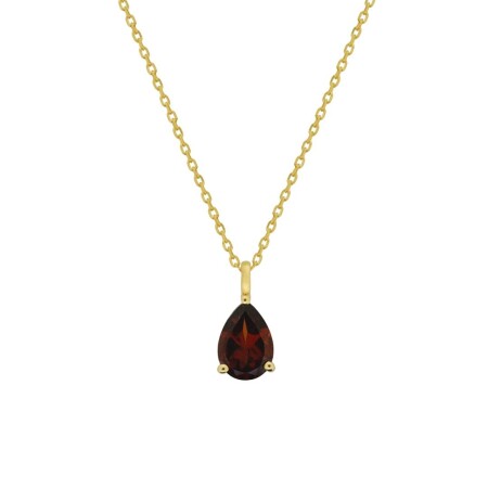 Collier grenat poire, or jaune