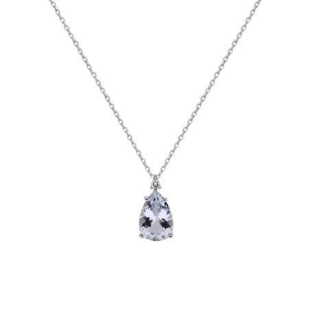 Collier aigue marine et diamant, or blanc