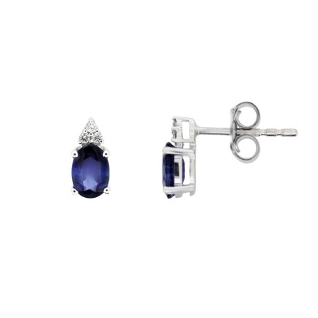 Boucles d\'oreilles saphirs et diamants, or blanc