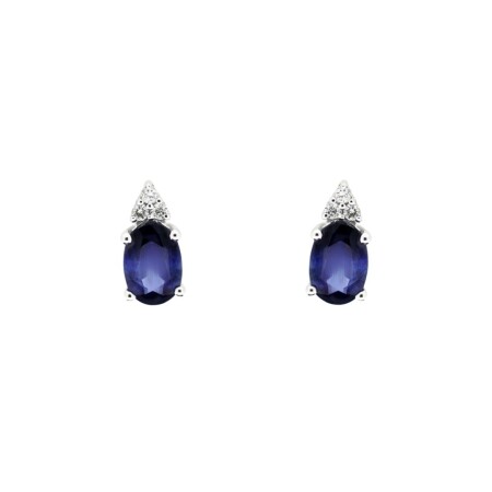 Boucles d\'oreilles saphirs et diamants, or blanc