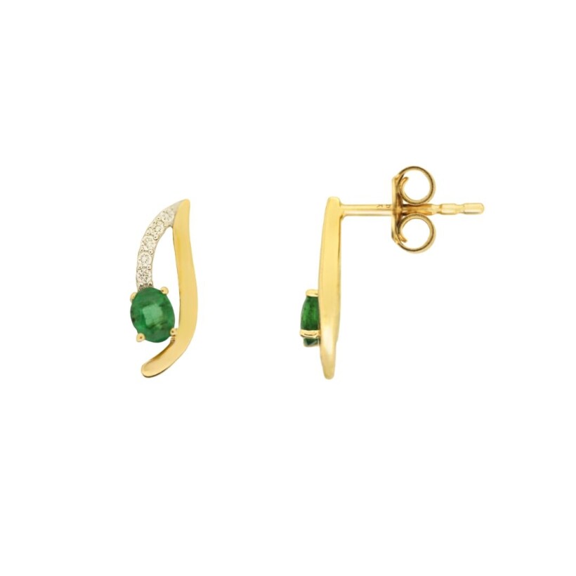 Boucles d\'oreilles émeraudes et diamants, or jaune