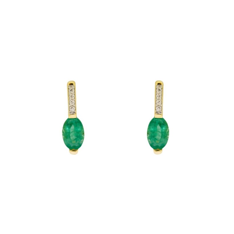 Boucles d\'oreilles émeraudes et diamants, or jaune