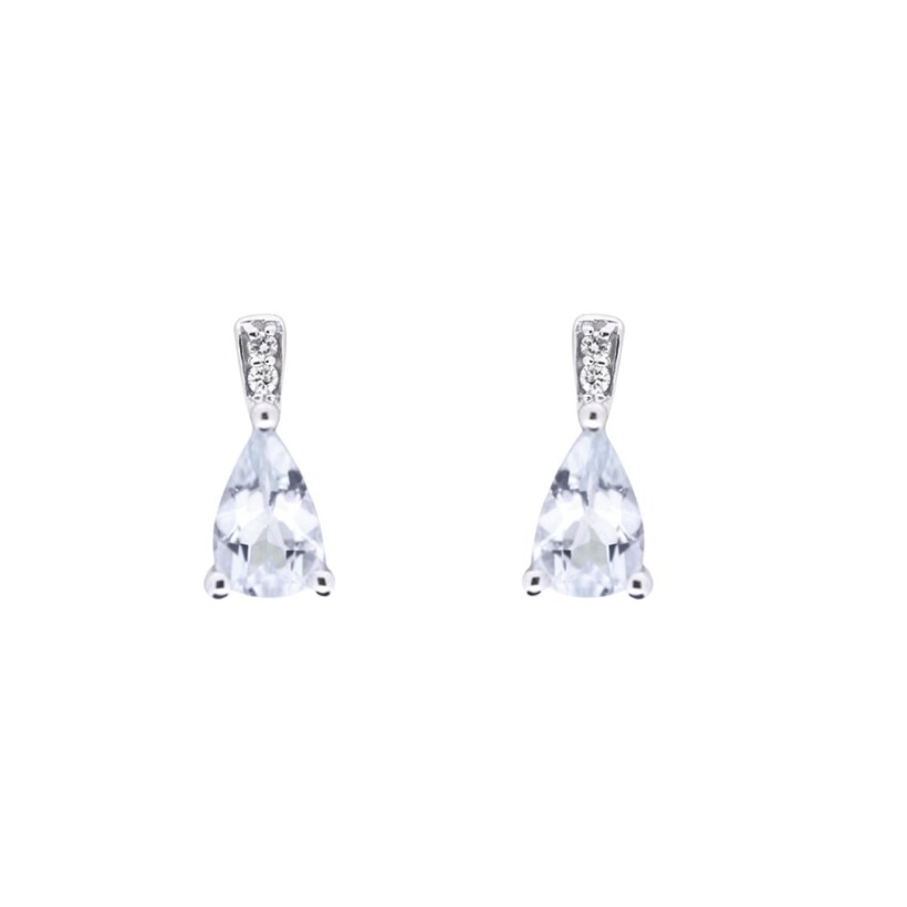 Boucles d\'oreilles aigue-marine et diamants, or blanc