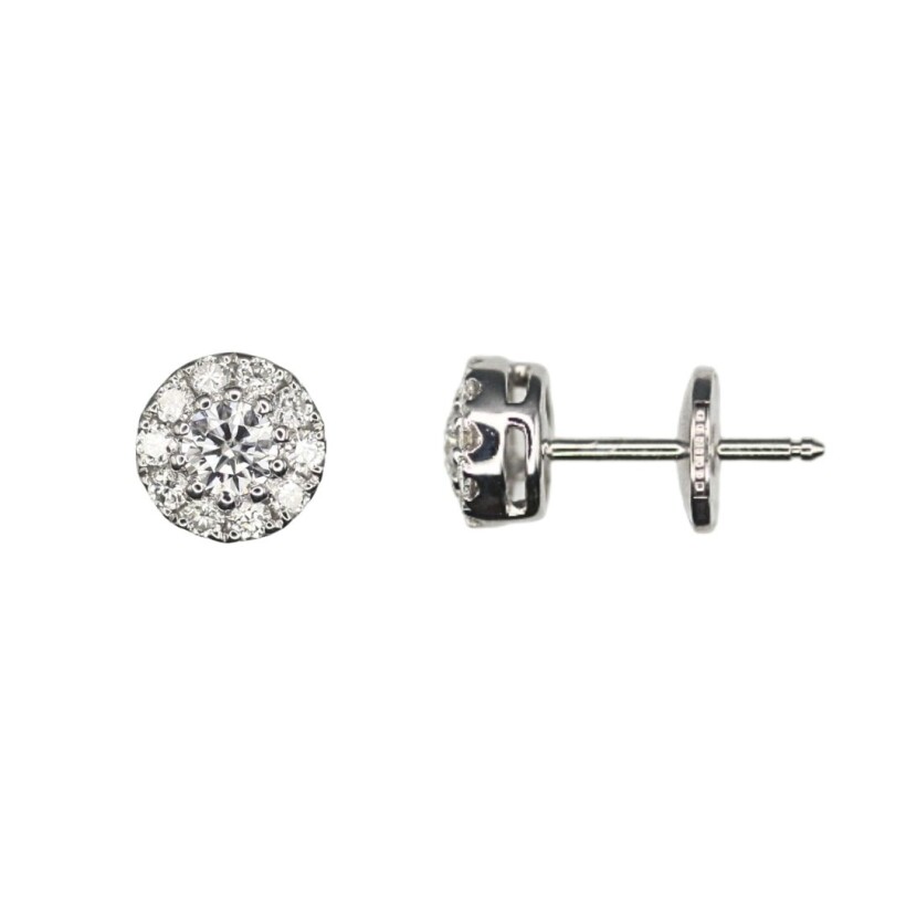 Boucles d\'oreilles rondes en or blanc et diamants