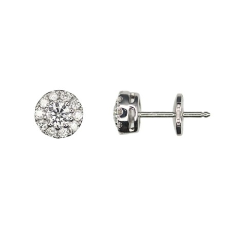 Boucles d\'oreilles rondes en or blanc et diamants