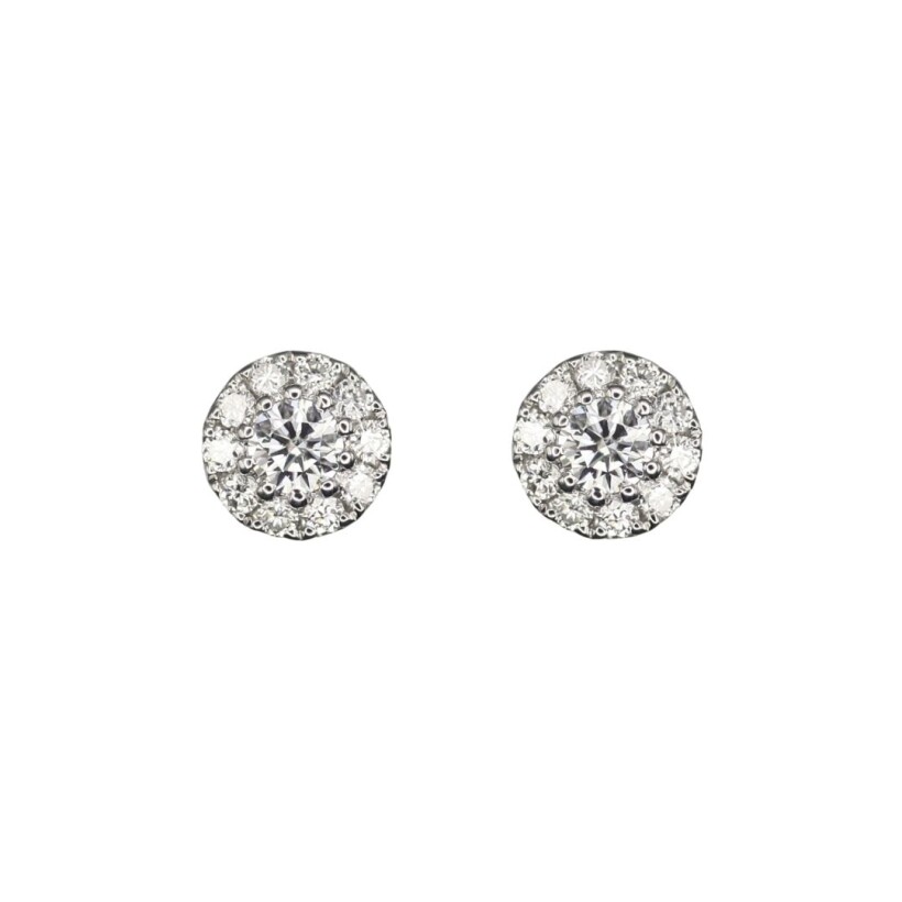 Boucles d\'oreilles rondes en or blanc et diamants