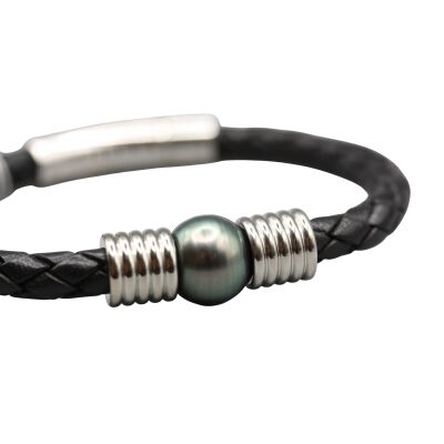 Bracelet en cuir & Perle de Tahiti 12/14 mm