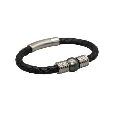 Bracelet en cuir & Perle de Tahiti 12/14 mm