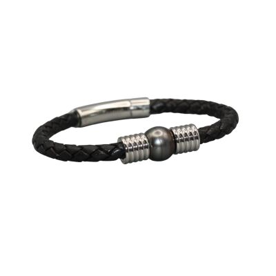 Bracelet en cuir & Perle de Tahiti 12/14 mm