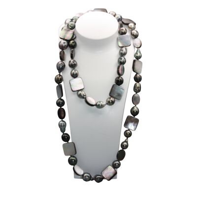 Sautoir en nacre & Perles de Tahiti cerclées