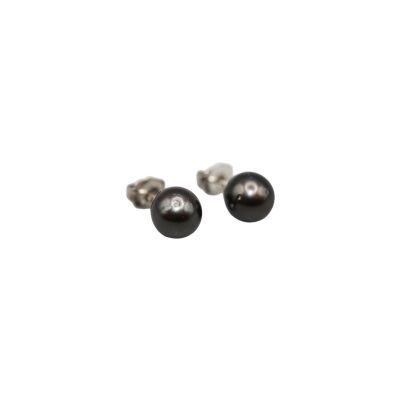 Boucles d'oreilles en argent 925 & Perles de Tahiti 7/8 mm