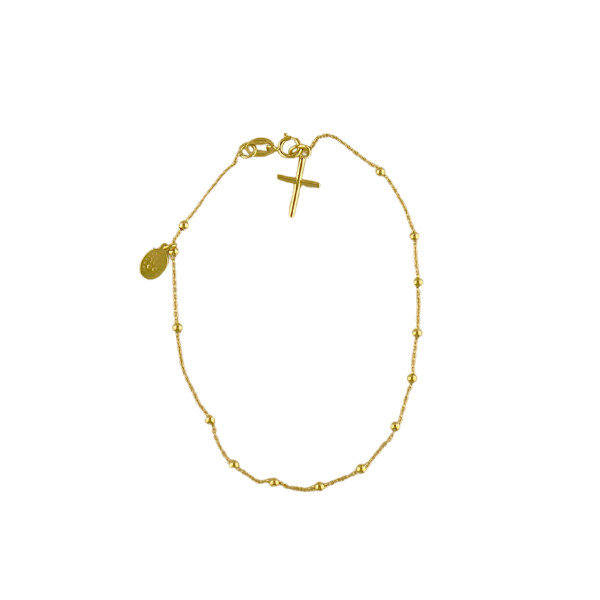 Bracelet en or avec motif croix.