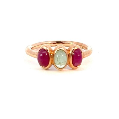 Bague or rose sertie de 3 tourmaline