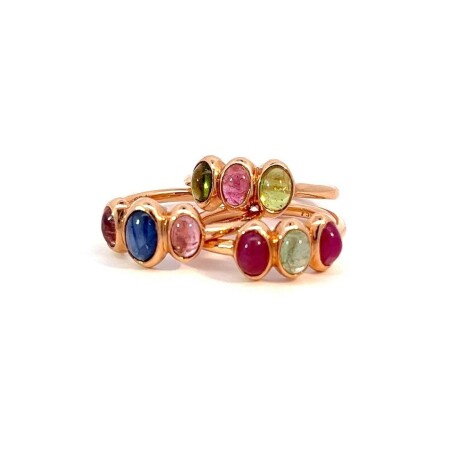 Bague or rose sertie de 3 tourmaline