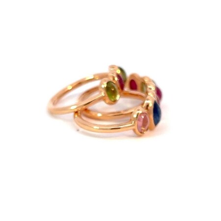 Bague or rose sertie de 3 tourmaline