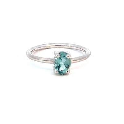 Bague en or blanc tourmaline verte