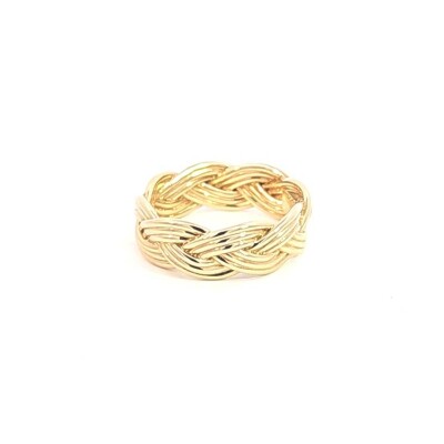 Petite Bague Braided en Or Jaune 18k