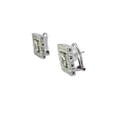 Boucles d'oreilles or blanc et diamants