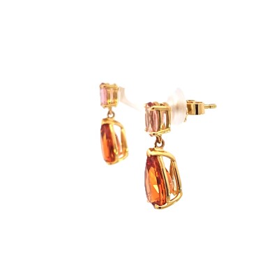Boucles d'oreilles or jaune Grenats mandarin et Topazes impériales