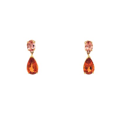 Boucles d'oreilles or jaune Grenats mandarin et Topazes impériales
