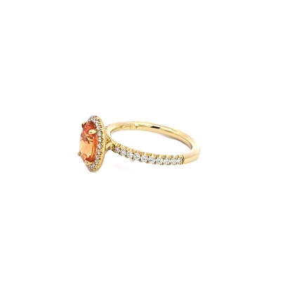 Bague or jaune Grenat Mandarin entourage diamants