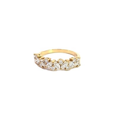 Alliance or jaune diamants Marquises et tailles brillant