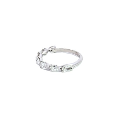 Alliance or blanc Diamants taille Poire