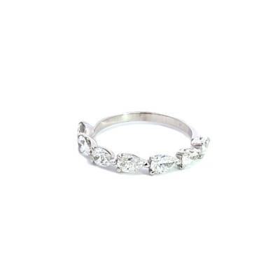 Alliance or blanc Diamants taille Poire