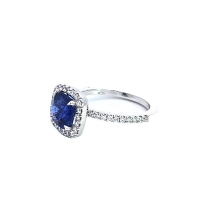 Bague or blanc Saphir Entourage diamants