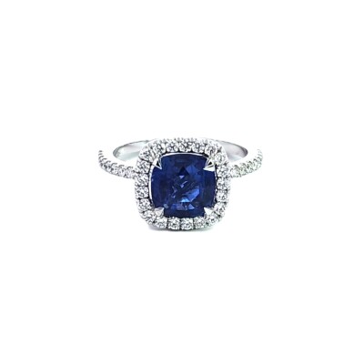 Bague or blanc Saphir Entourage diamants