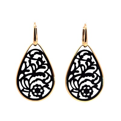 Boucles d'oreilles Victoria Pomellato en Jet et or rose