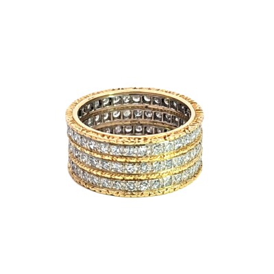 Bague Buccellati bande de diamants or blanc et or jaune