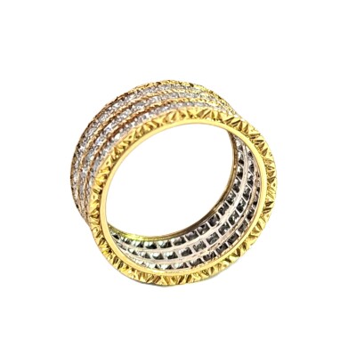 Bague Buccellati bande de diamants or blanc et or jaune